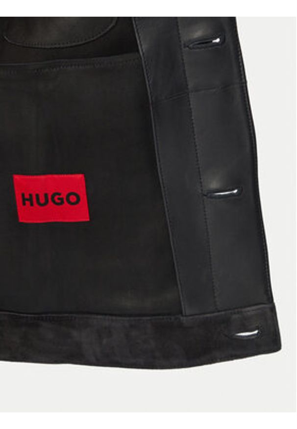 Hugo - HUGO Kurtka skórzana Ligor 50564061 Granatowy Regular Fit. Kolor: niebieski. Materiał: skóra