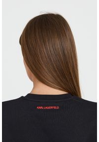 Karl Lagerfeld - KARL LAGERFELD Czarna damska bluza ikonik lny, Rozmiar XS. Kolor: czarny. Materiał: len. Wzór: haft #3