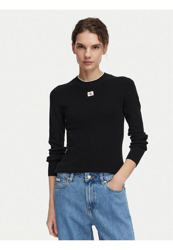 Calvin Klein Jeans Sweter LV047G309G Czarny Regular Fit. Kolor: czarny. Materiał: bawełna