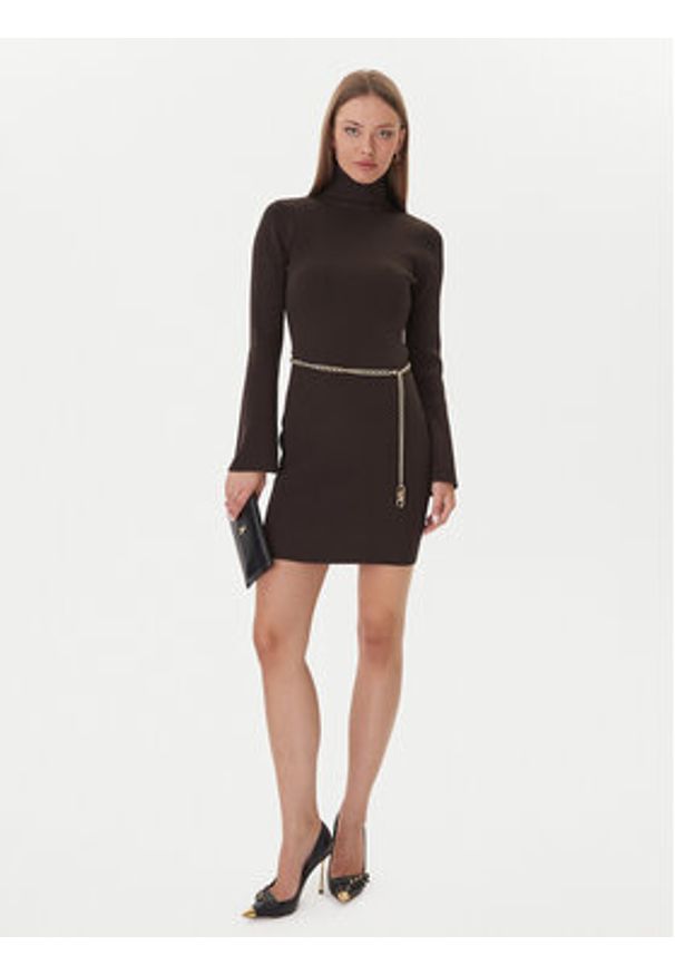 MICHAEL Michael Kors Sukienka dzianinowa MF583C633D Brązowy Slim Fit. Kolor: brązowy. Materiał: wiskoza
