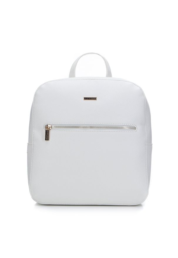 Wittchen - Damski plecak z ekoskóry prosty biały. Kolor: biały. Materiał: skóra ekologiczna. Wzór: gładki, haft. Styl: casual
