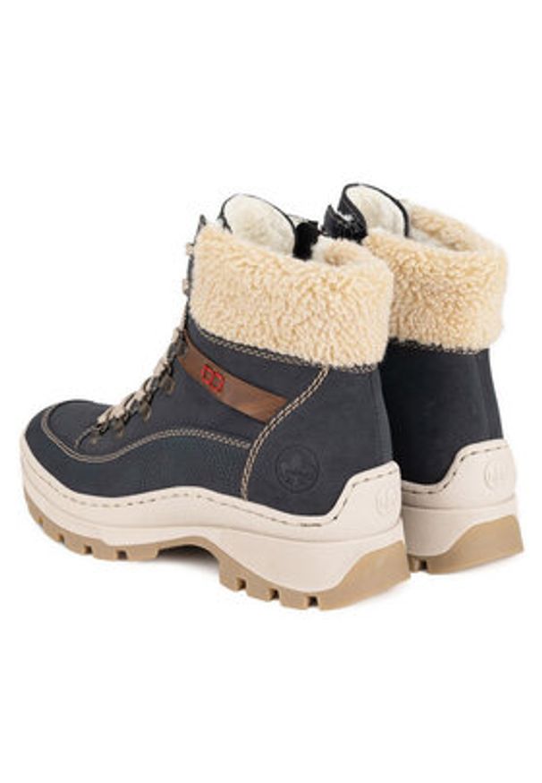 Rieker Trzewiki X9338-14 Niebieski. Kolor: niebieski. Materiał: materiał