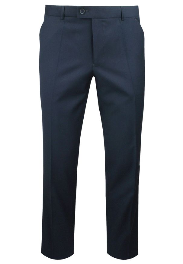 Męski, Taliowany Garnitur (Wesele, Studniówka) - Casino - Ciemny Granat. Materiał: poliester, wiskoza