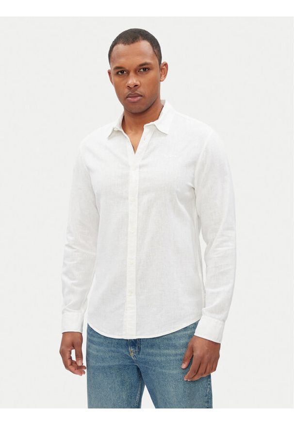 Pepe Jeans Koszula Arnau PM308844 Biały Regular Fit. Kolor: biały. Materiał: bawełna