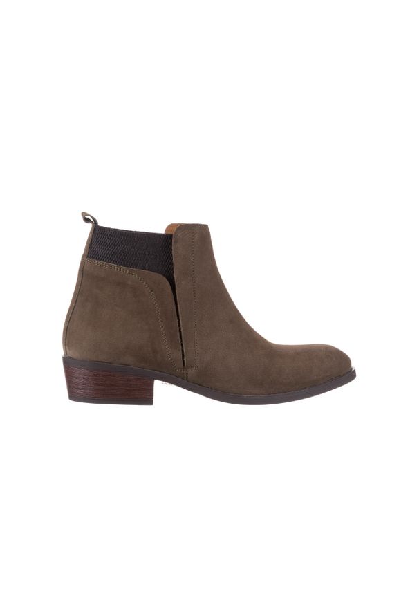 Botki Bayla-161 061-2004 Khaki, Zielony, Skóra naturalna. Okazja: na co dzień. Kolor: zielony. Materiał: skóra. Szerokość cholewki: normalna. Sezon: zima, jesień. Obcas: na obcasie. Styl: casual. Wysokość obcasa: średni