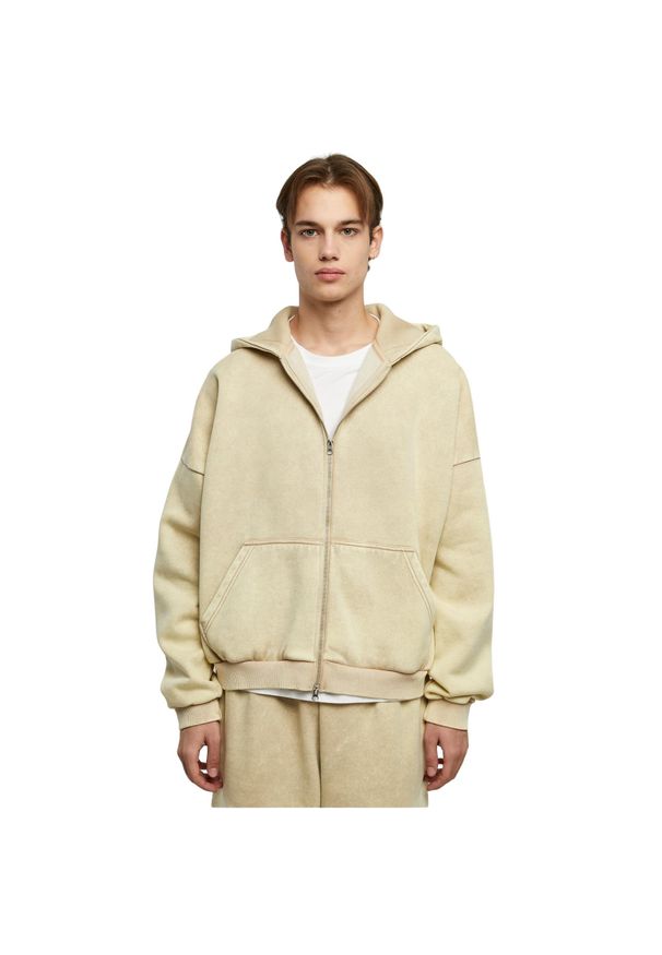 Bluza z kapturem i zamkiem błyskawicznym Urban Classics 90's Heavy Sand Washed. Typ kołnierza: kaptur. Kolor: beżowy