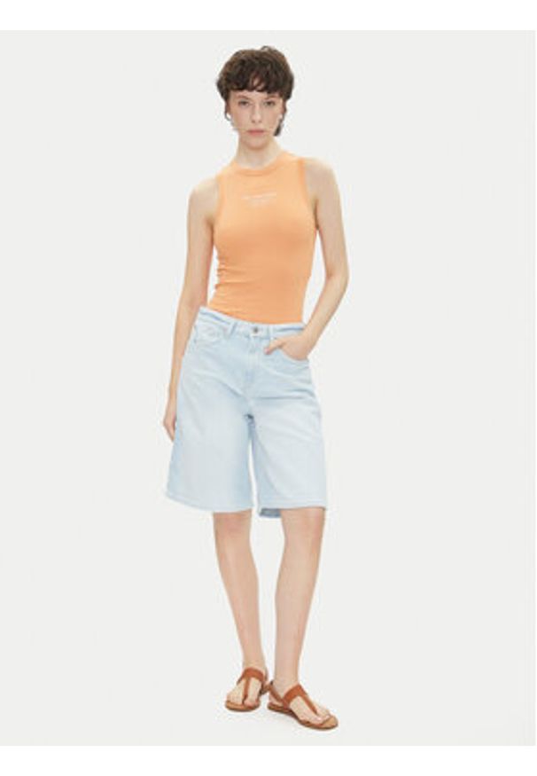 Pepe Jeans Top Viv PL506032 Pomarańczowy Slim Fit. Kolor: pomarańczowy. Materiał: bawełna