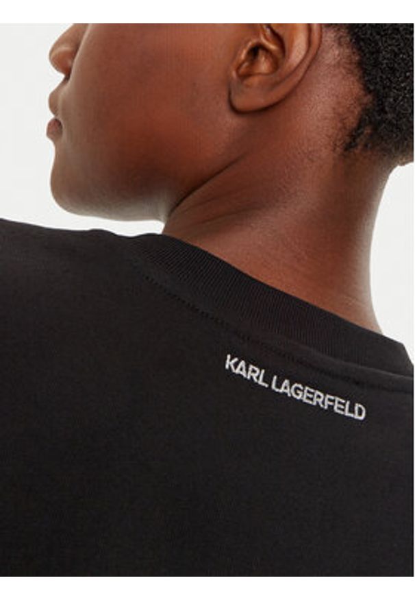 Karl Lagerfeld - KARL LAGERFELD Bluza 245W1815 Czarny Regular Fit. Typ kołnierza: dekolt w karo. Kolor: czarny. Materiał: bawełna