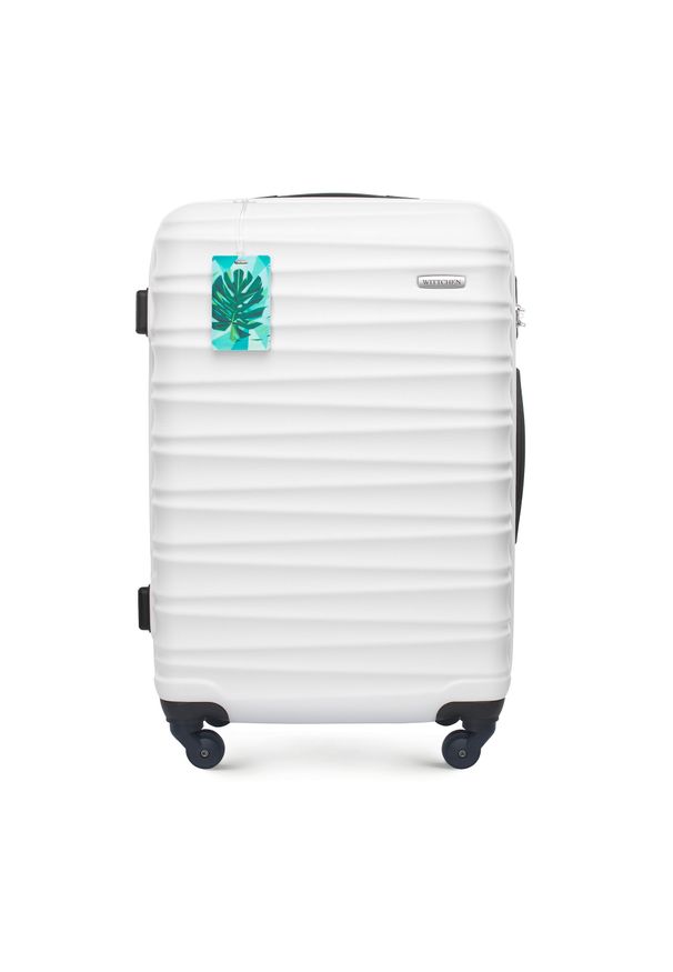 Wittchen - Średnia walizka z zawieszką biała. Kolor: biały. Materiał: guma. Wzór: kolorowy. Styl: elegancki, wakacyjny