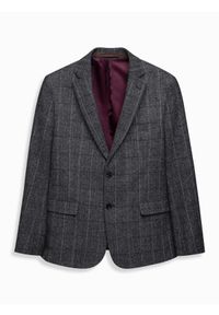 Ombre Clothing - Elegancka męska marynarka w kratkę z domieszką wełny – szara V1. Kolor: szary. Materiał: wełna. Wzór: kratka. Styl: elegancki #8