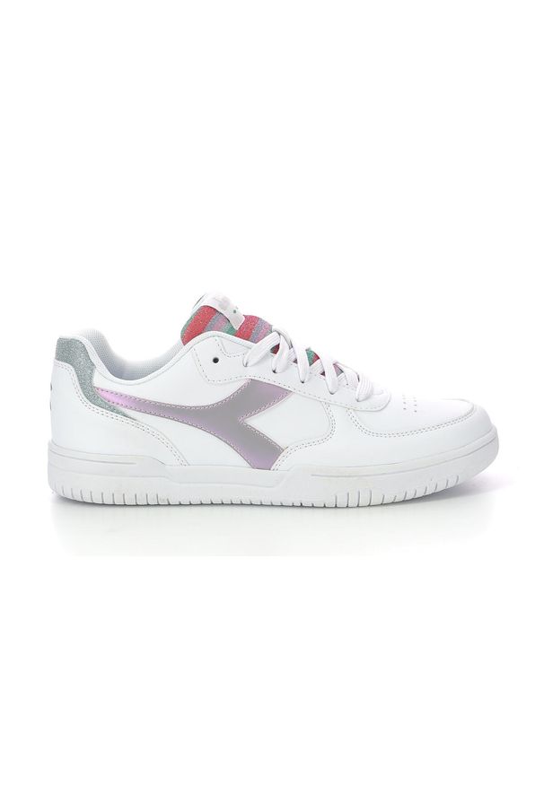 Diadora - Trampki damskie DIADORA RAPTOR LOW GLITTER RAINBOW WN. Kolor: biały. Sport: turystyka piesza
