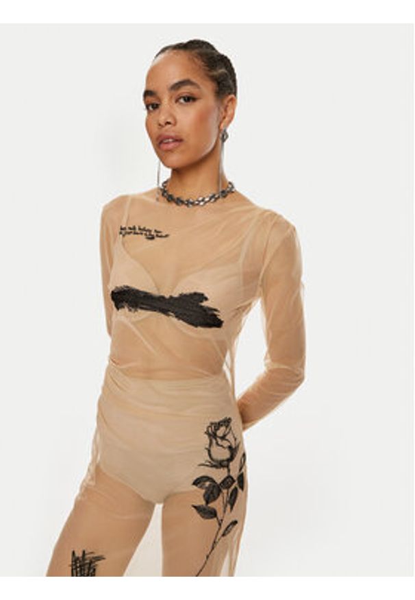 Patrizia Pepe Sukienka koktajlowa 8A1389 J223-B806 Beżowy Slim Fit. Kolor: beżowy. Materiał: syntetyk. Styl: wizytowy