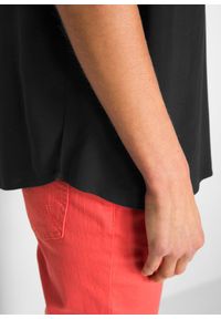 bonprix - Bluzka z wiskozy, krótki rękaw. Typ kołnierza: dekolt w serek. Kolor: czarny. Materiał: wiskoza. Długość rękawa: krótki rękaw. Długość: krótkie #2