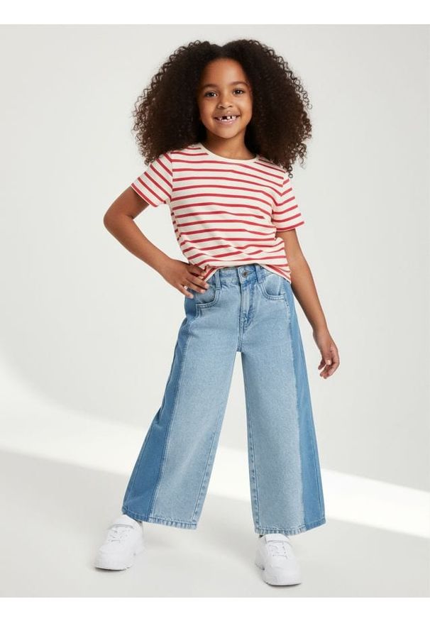 Sinsay - Jeansy wide leg - niebieski. Kolor: niebieski