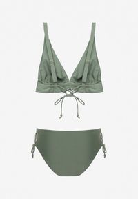 Renee - Ciemnozielone Bikini z Trójkątnymi Miseczkami i Wiązanymi Majtkami Typu Figi Niwyn. Kolor: zielony #4