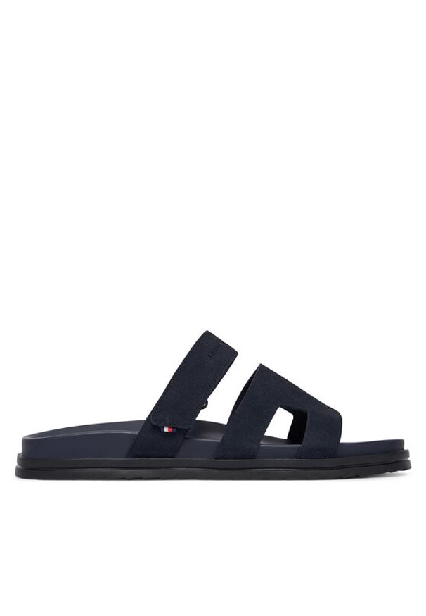 TOMMY HILFIGER - Tommy Hilfiger Klapki Adjustable Premium Suede FM0FM05774 Granatowy. Kolor: niebieski. Materiał: zamsz, skóra