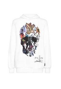 Philipp Plein - PHILIPP PLEIN - Biała bluza z kapturem Tattoo Skull. Okazja: na co dzień. Typ kołnierza: kaptur. Kolor: biały. Materiał: dzianina. Wzór: aplikacja, kolorowy. Styl: casual, elegancki #3