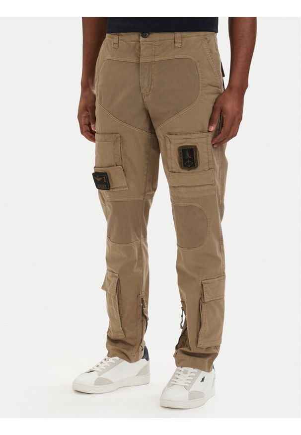 Aeronautica Militare Spodnie cargo 261PA1387UCT01493 Khaki Regular Fit. Kolor: brązowy. Materiał: bawełna