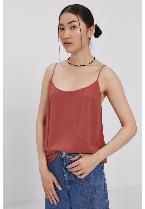 Superdry - Top. Okazja: na co dzień. Kolor: pomarańczowy. Długość rękawa: na ramiączkach. Styl: casual