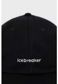 Icebreaker czapka z daszkiem 6 Panel kolor czarny z aplikacją. Kolor: czarny. Materiał: wełna, skóra, materiał, włókno. Wzór: aplikacja #4