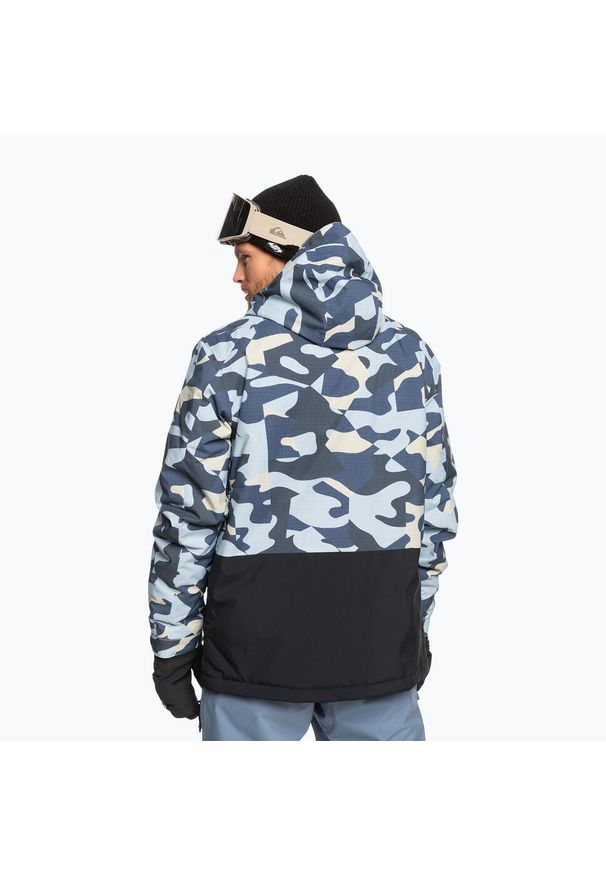 Kurtka snowboardowa męska Quiksilver Mission Printed Block. Kolor: niebieski. Sezon: zima. Sport: snowboard
