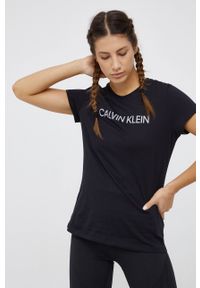 Calvin Klein Performance - T-shirt. Kolor: czarny. Materiał: materiał, dzianina. Wzór: nadruk #3