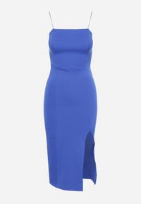 Born2be - Granatowa Koktajlowa Sukienka Bodycon na Cienkich Ramiączkach z Rozcięciem Melantia. Kolor: niebieski. Długość rękawa: na ramiączkach. Typ sukienki: bodycon. Styl: wizytowy #7