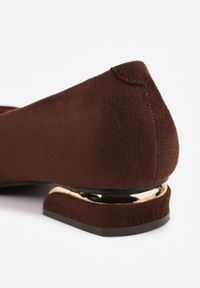 Born2be - Brązowe Czółenka Balerinki Vices ze Szpiczastym Noskiem i Skórzaną Wkładką Falavesa. Okazja: na co dzień. Nosek buta: szpiczasty. Kolor: brązowy. Materiał: skóra. Obcas: na obcasie. Styl: casual, elegancki. Wysokość obcasa: niski #10