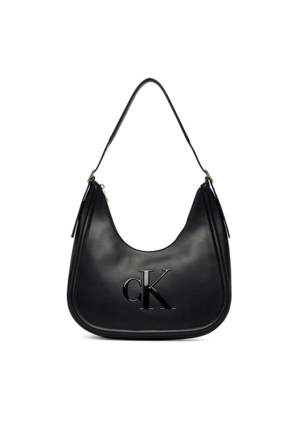Calvin Klein Torebka Bold Ck Crescent Bag LV04F3427G Czarny. Kolor: czarny. Materiał: skórzane