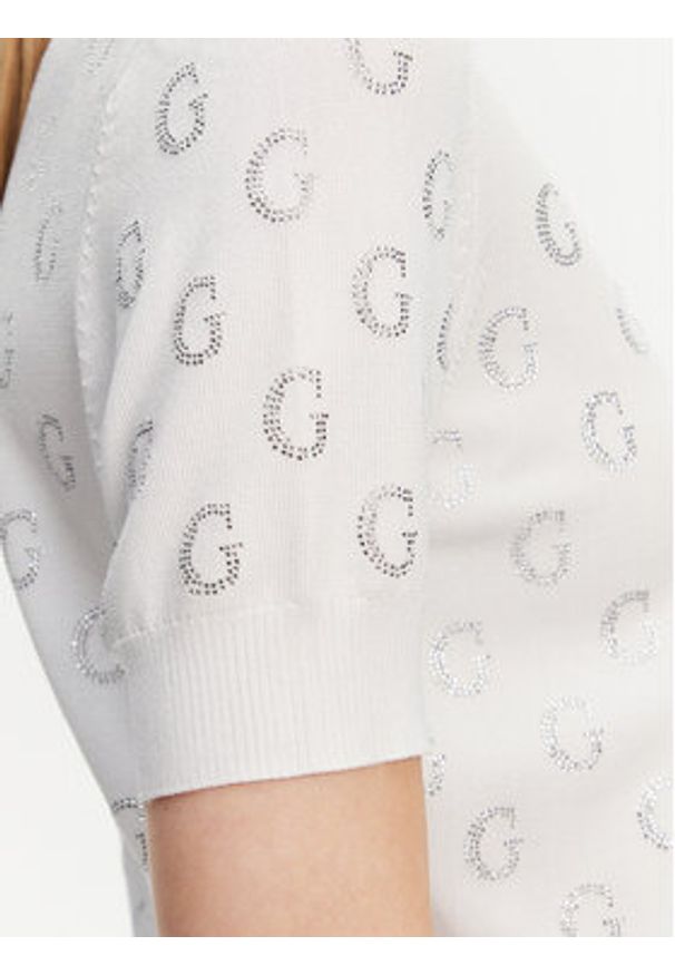 Guess Sweter W5GR05 Z3D60 Biały Regular Fit. Kolor: biały. Materiał: wiskoza