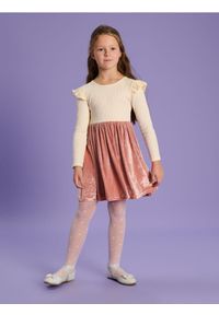 Sinsay - Sukienka z falbanami - brązowy. Kolor: brązowy. Materiał: materiał, prążkowany, welur. Typ sukienki: dopasowane #1