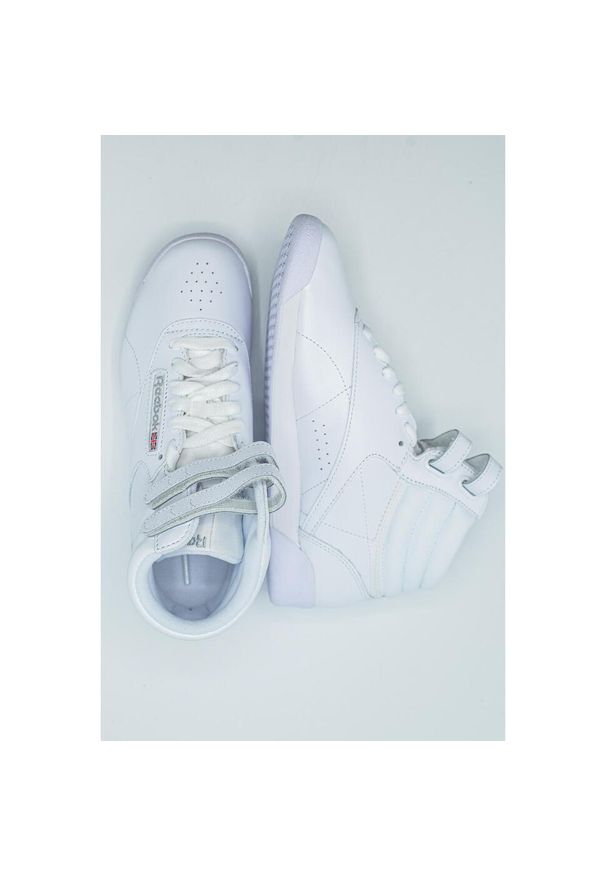 Buty do chodzenia damskie Reebok F S HI. Okazja: na co dzień. Wysokość cholewki: za kostkę. Zapięcie: sznurówki. Kolor: biały, wielokolorowy, szary. Materiał: tkanina, materiał, skóra, syntetyk. Szerokość cholewki: normalna. Sport: turystyka piesza