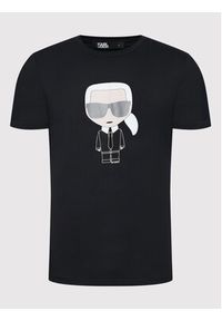 Karl Lagerfeld - KARL LAGERFELD T-Shirt Crewneck 755071 500251 Czarny Regular Fit. Typ kołnierza: dekolt w karo. Kolor: czarny. Materiał: bawełna #4