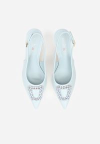 Renee - Niebieskie Sandały na Szpilce Ozdobione Aplikacją z Cyrkoniami Isleheart. Zapięcie: sprzączka. Kolor: niebieski. Materiał: jeans. Wzór: aplikacja. Obcas: na szpilce. Styl: elegancki #8