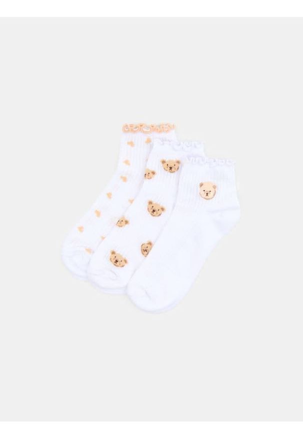 Sinsay - Prążkowane skarpetki z bawełną 3 pack - wielobarwny. Materiał: prążkowany, bawełna