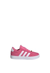 Adidas - Buty VL Court 3.0 Kids. Kolor: wielokolorowy, szary, różowy, biały. Materiał: materiał, zamsz #1