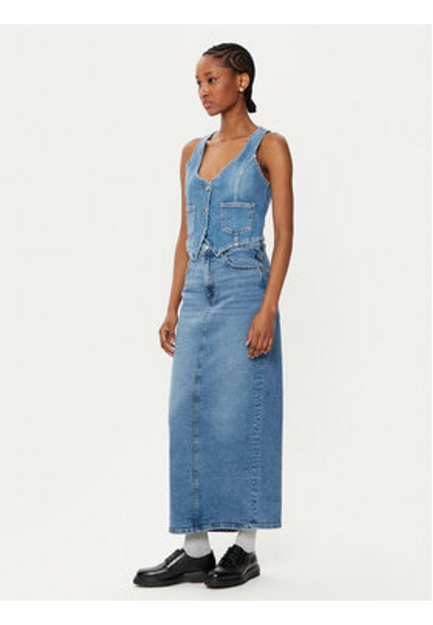 Gina Tricot Spódnica jeansowa 24062 Niebieski Regular Fit. Kolor: niebieski. Materiał: bawełna