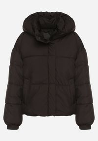 Born2be - Czarna Pikowana Kurtka Puffer z Kapturem i Kieszonką przy Rękawie Galieana. Okazja: na spacer. Typ kołnierza: kaptur. Kolor: czarny. Materiał: dzianina, jeans. Styl: elegancki, sportowy #2