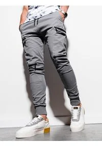 Ombre Clothing - Spodnie męskie joggery P997 - szare - XXL. Kolor: szary. Materiał: bawełna, elastan #4