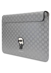 Karl Lagerfeld NFT Saffiano Monogram Ikonik Karl Sleeve 14'' (Srebrny). Kolor: srebrny. Materiał: materiał, skóra ekologiczna. Wzór: aplikacja