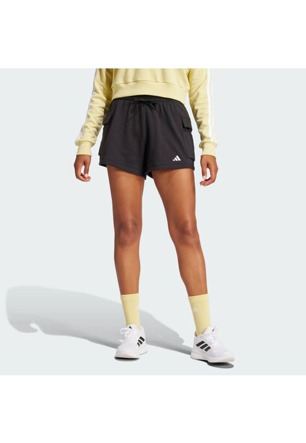 Adidas - adidas Szorty sportowe Essentials Small Logo French Terry Cargo JD9944 Czarny Loose Fit. Kolor: czarny. Materiał: bawełna