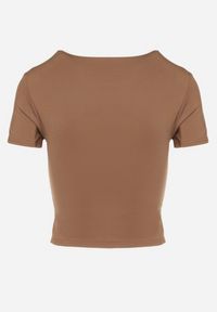Born2be - Brązowy T-shirt Krótki z Wiskozą Eframera. Kolor: brązowy. Materiał: wiskoza. Długość: krótkie. Sezon: lato. Styl: klasyczny #6