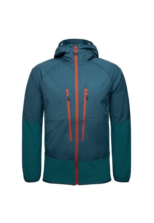 Kurtka softshell męska Jack Wolfskin Alpspitze Hoody. Kolor: niebieski. Materiał: softshell. Sport: turystyka piesza