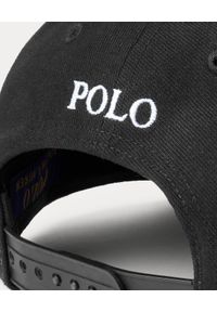 Ralph Lauren - RALPH LAUREN - Czarna czapka z logo. Kolor: czarny. Materiał: poliester. Wzór: napisy, haft