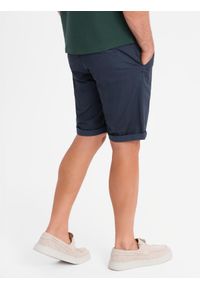 Ombre Clothing - Męskie klasyczne szorty chino z podwiniętą nogawką - granatowe V10 - Rozmiar: XXL. Kolor: niebieski. Materiał: elastan, bawełna. Sezon: lato. Styl: klasyczny #8