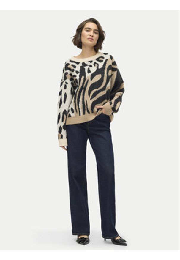 Vero Moda Sweter Kai 10310645 Beżowy Regular Fit. Kolor: beżowy. Materiał: syntetyk