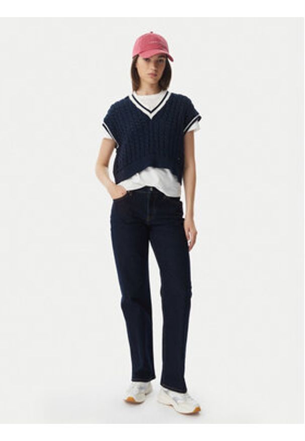 Tommy Jeans Sweter DW0DW22927 Granatowy Regular Fit. Kolor: niebieski. Materiał: bawełna