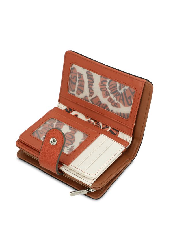 Pomarańczowy Modny Damski Portfel Anekke Edycja Limitowana. Kolor: pomarańczowy. Materiał: materiał. Wzór: aplikacja