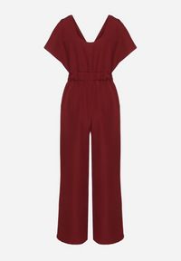 Born2be - Bordowy Elegancki Kombinezon z Marszczeniem i Wcięciem w Talii Melonessa. Okazja: na co dzień. Kolor: czerwony. Styl: elegancki #5
