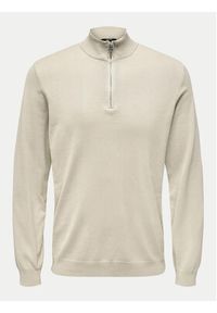 Only & Sons Sweter Wyler 22021264 Beżowy Regular Fit. Kolor: beżowy. Materiał: wiskoza #6